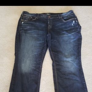 WOMENS PLUS SILVER ELYSE SLIM BOOTCUT JEANS SZ 22W